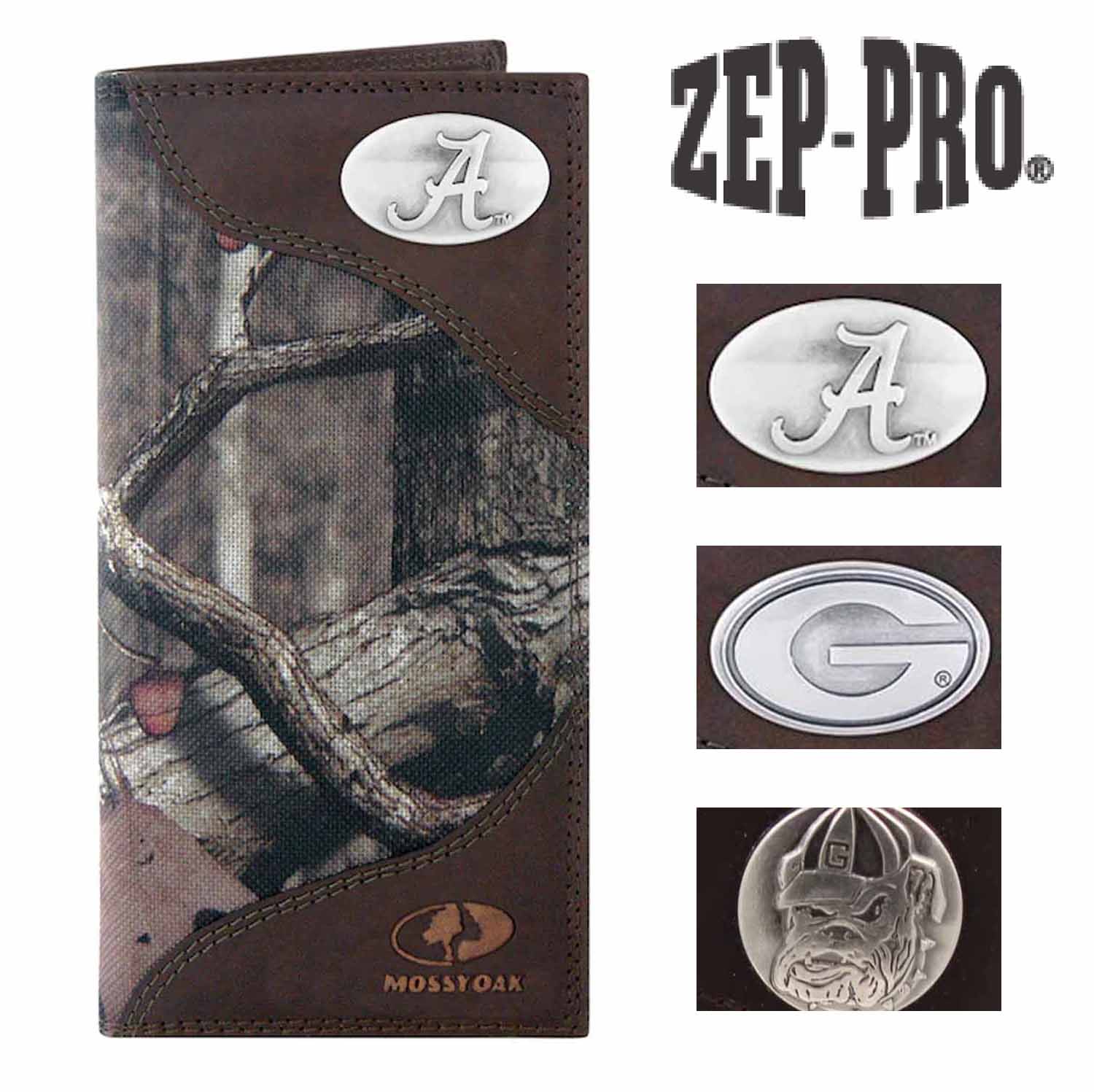 ZEP-PRO Mens Collegiate Mossy Oak Nylon/Leather Concho Wallet