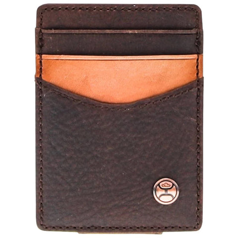 Hooey Mens Blue Lace Edge Small Leather Bifold Wallet (Dark Tan)