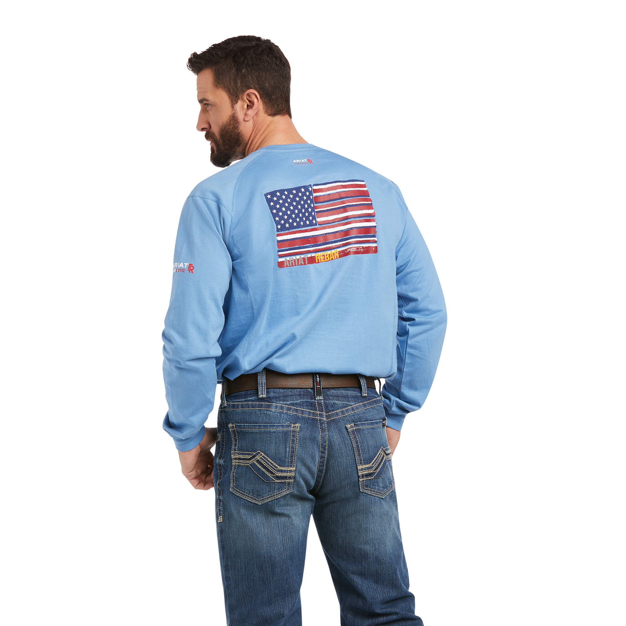 Ariat Mens FR Air Brand Flag Graphic Long Sleeve Shirt