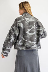Easel Womens Camouflage Printed Corduroy Jacket