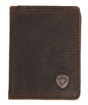 Ariat Performance Work Mens Bi-Fold Flipcase Leather Wallet (Dark Rowdy Brown)