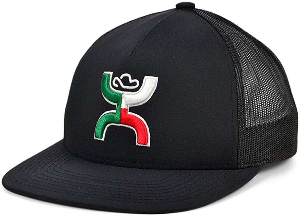 Hooey Mens Boquillas Adjustable Snapback Mesh Back Trucker Hat, Black