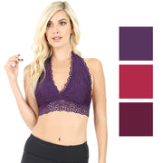Zenana Womens Stretch Lace Halter Bralette