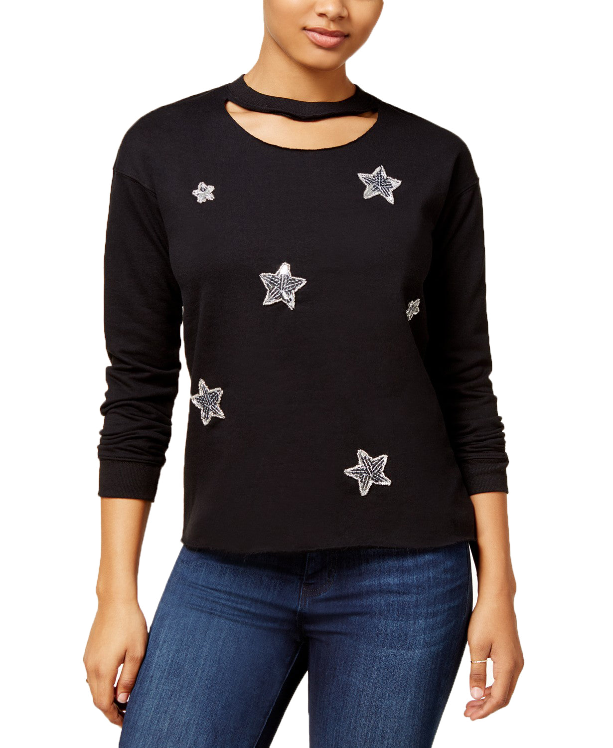 Almost Famous Juniors' Star Graphic Choker Sweatshirt