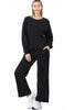 Zenana Womens Cotton Raglan Sleeve Pullover and Jogger Set