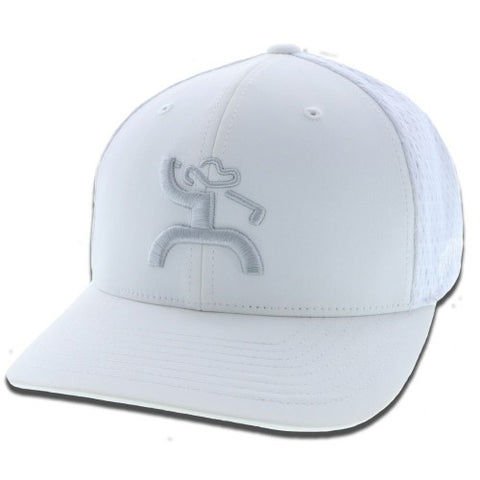 Hooey Unisex Golf Embroidered Flexfit Fitted Baseball Cap Hat, White