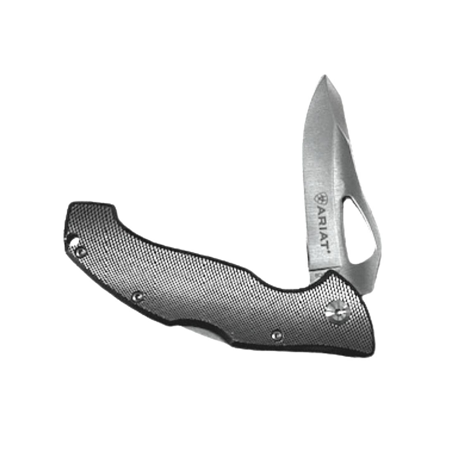 Ariat Engraved Logo Folding Stainless Steel Plain Edge Knife(Black,3 Inch Blade)
