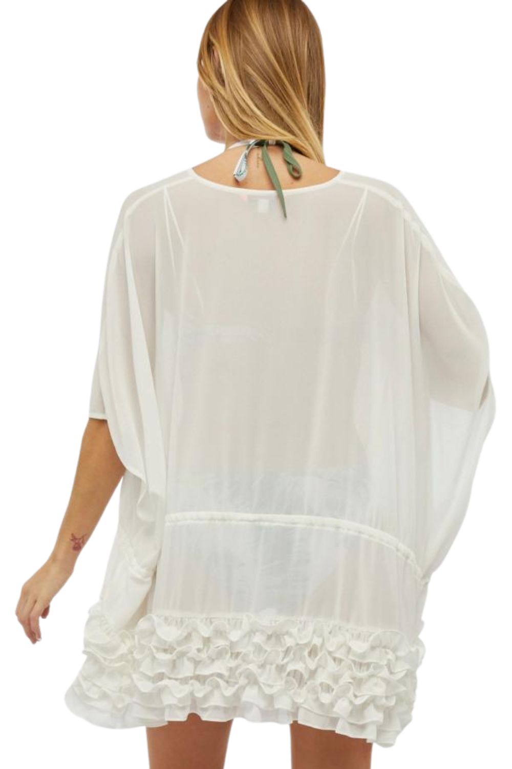 J.NNA Womens Solid Flared 3/4 Quarter Sleeve Cardigan Shawl Cover Up
