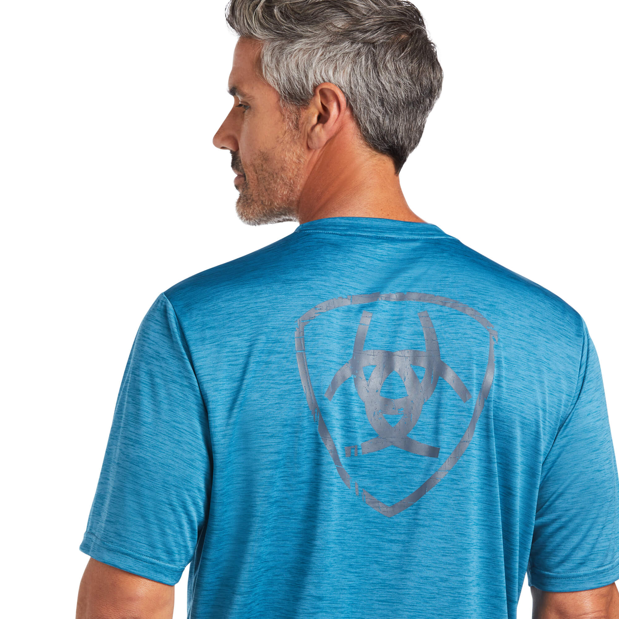 Ariat Mens Charger Shield Polyester Jersey Tee Shirt, Fluid Teal