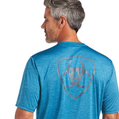 Ariat Mens Charger Shield Polyester Jersey Tee Shirt, Fluid Teal
