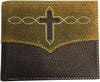 Roper Mens Leather Cross Cut-Out Rodeo Passcase Wallet (Two-Tone Brown)