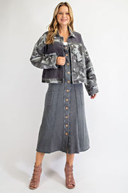 Easel Womens Camouflage Printed Corduroy Jacket