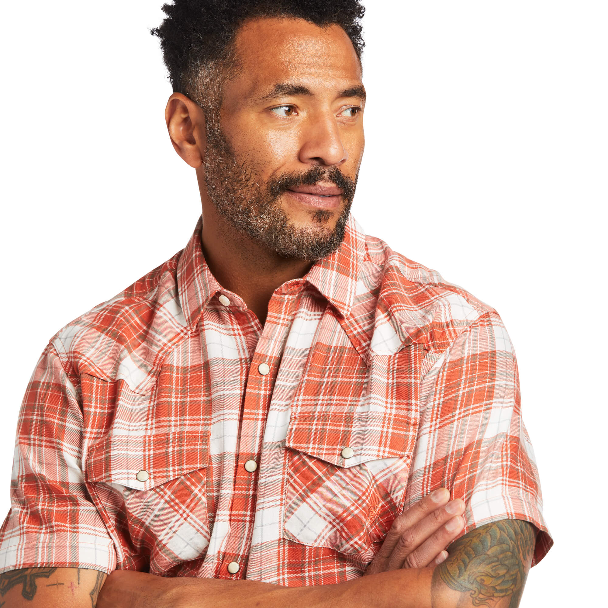 Ariat Mens Harley Retro Snap Short Sleeve Plaid Shirt