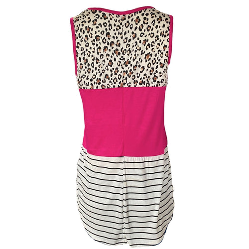 Lilypad Womens Fashion Tank Top, Pink Leopard Stripe