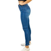 White Birch Womens High Rise Solid Woven Distressed Denim Jeans, Blue Denim