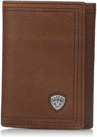 Ariat Mens Shield Concho Rowdy Leather Tri-Fold Wallet (Sunshine)
