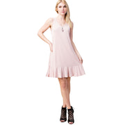 Vocal Womens V-neck Sleeveless Dress with Ruffle Bottom