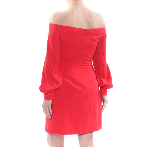 Jill Stuart Women's Off The Shoulder A Line Long Sleeve Cocktail Dress (Poppy, 2)