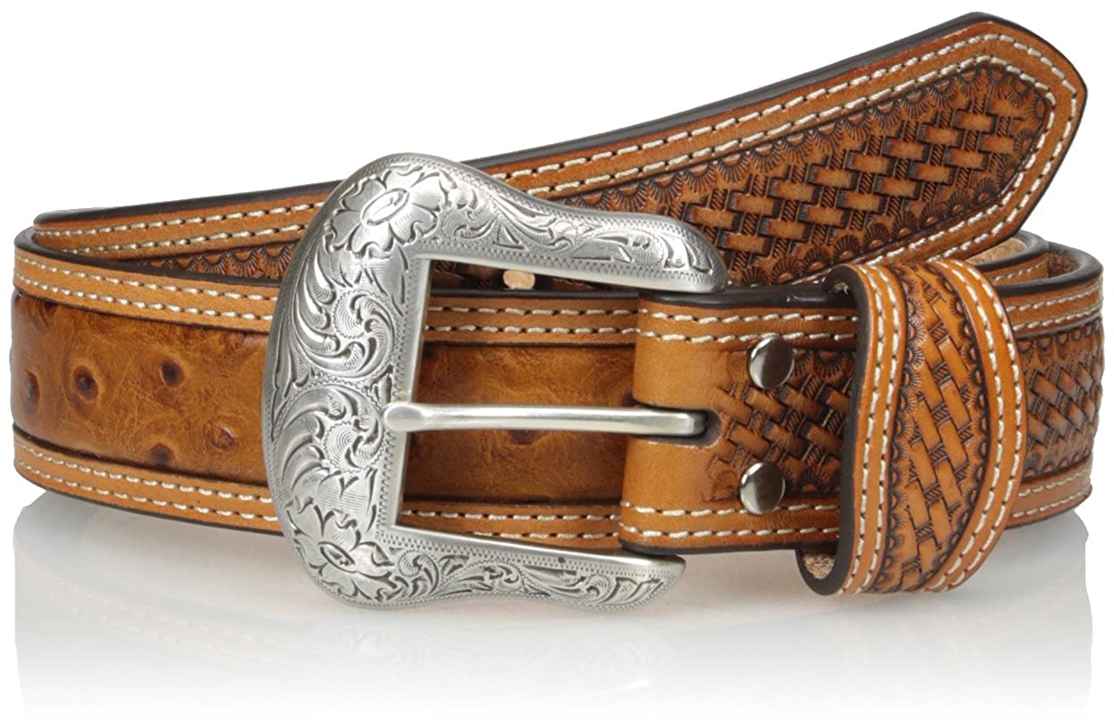 Nocona Men's Cognac Ostrich Western Leather Belt