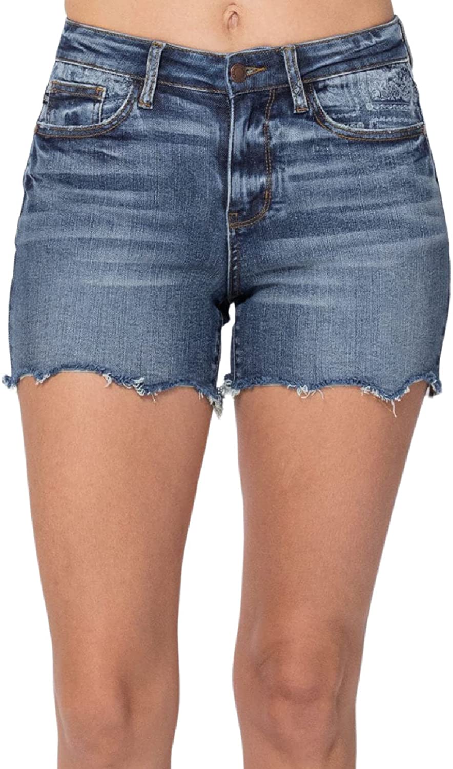 Judy Blue Paisley Bandana Printed Mid Rise Denim Shorts