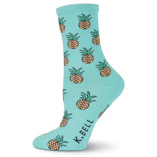 K. Bell Womens Pineapples Crew Socks