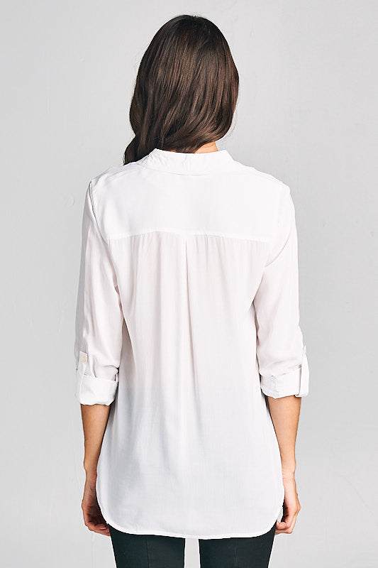 DNA Couture Button Down Floral Patchwork Womens Blouse