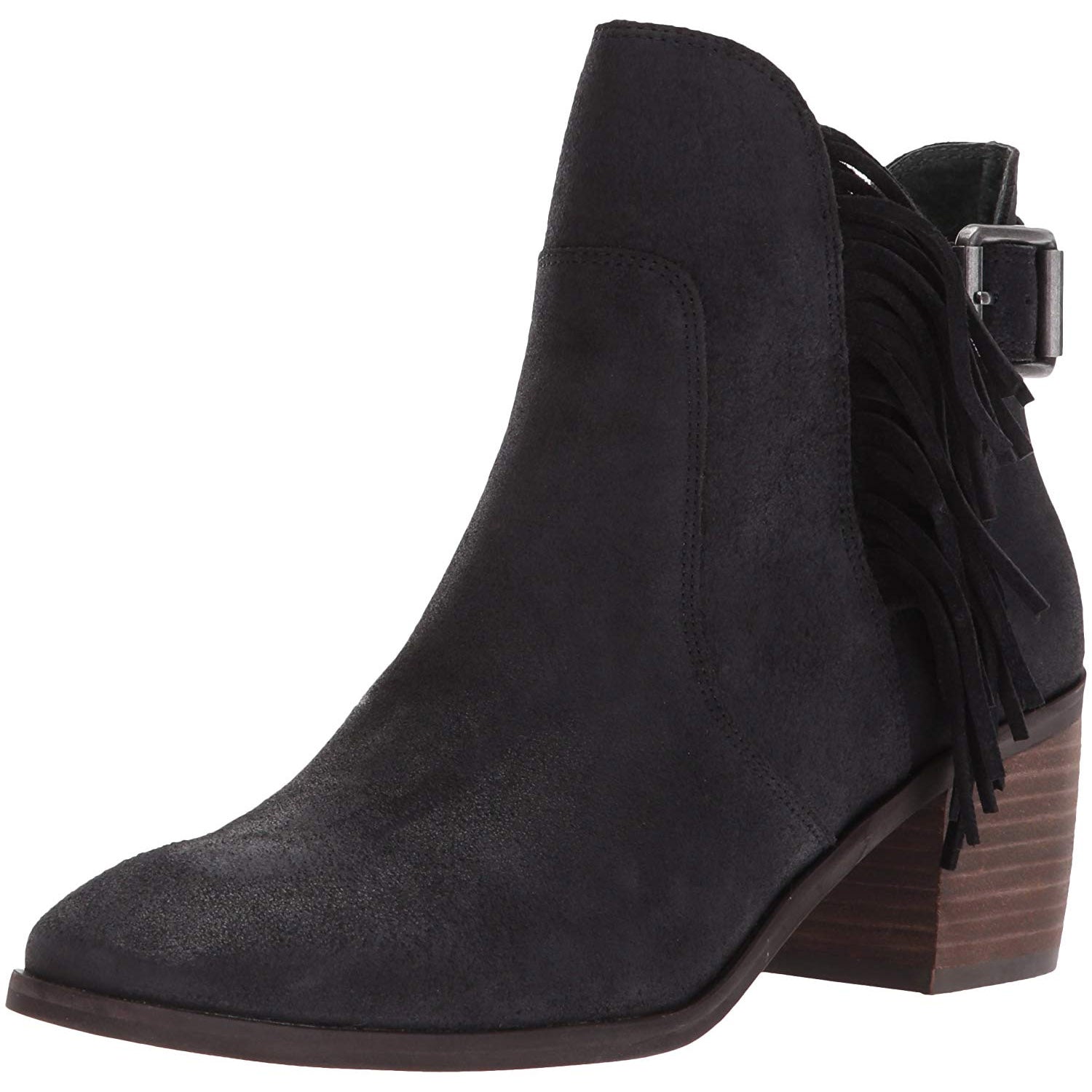 Lucky Brand Women's Makenna Fringe Booties (Black, 6M)
