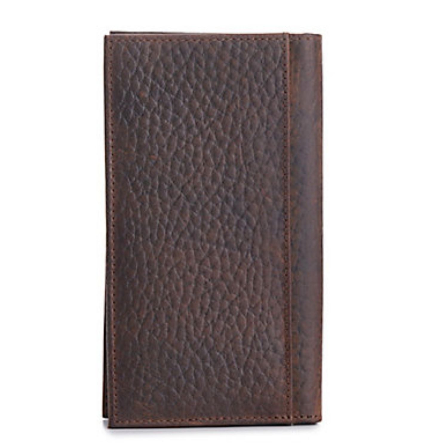 Ariat Mens Pebbled Leather Embossed Shield Logo Rodeo Checkbook Wallet, Brown