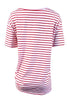 Umgee Womens Striped Tie Front Hem Short Sleeve Top