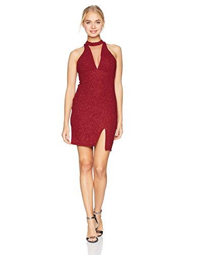 Sequin Hearts Juniors' Glitter Mock-Neck Bodycon Dress