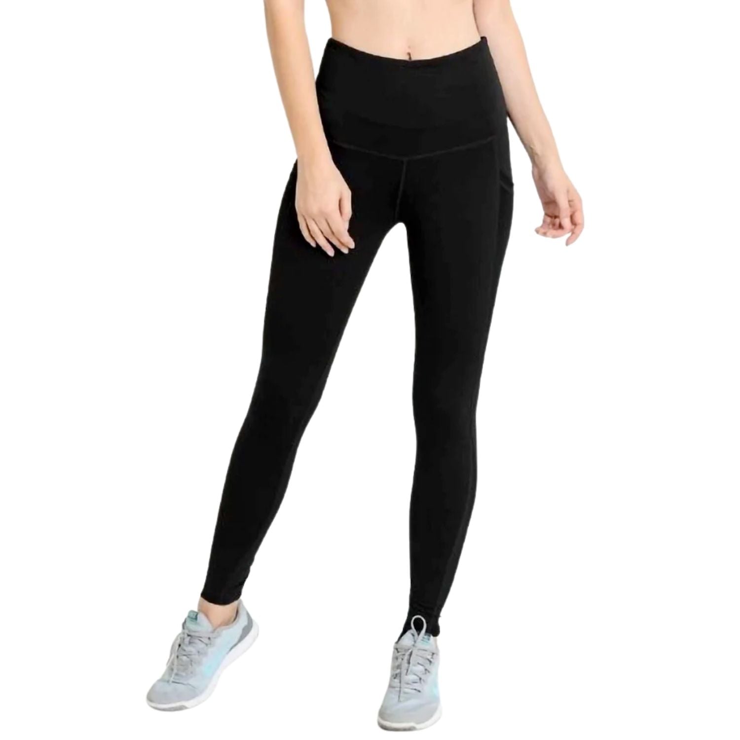 Mono B Womens High Waist Splice Mesh Pocket Full Leggings