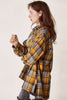 Risen Womens Buffalo Plaid Long Sleeve Oversized Top