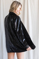 Veveret Paint The Town Womens Sequin Shawl Lapel Blazer