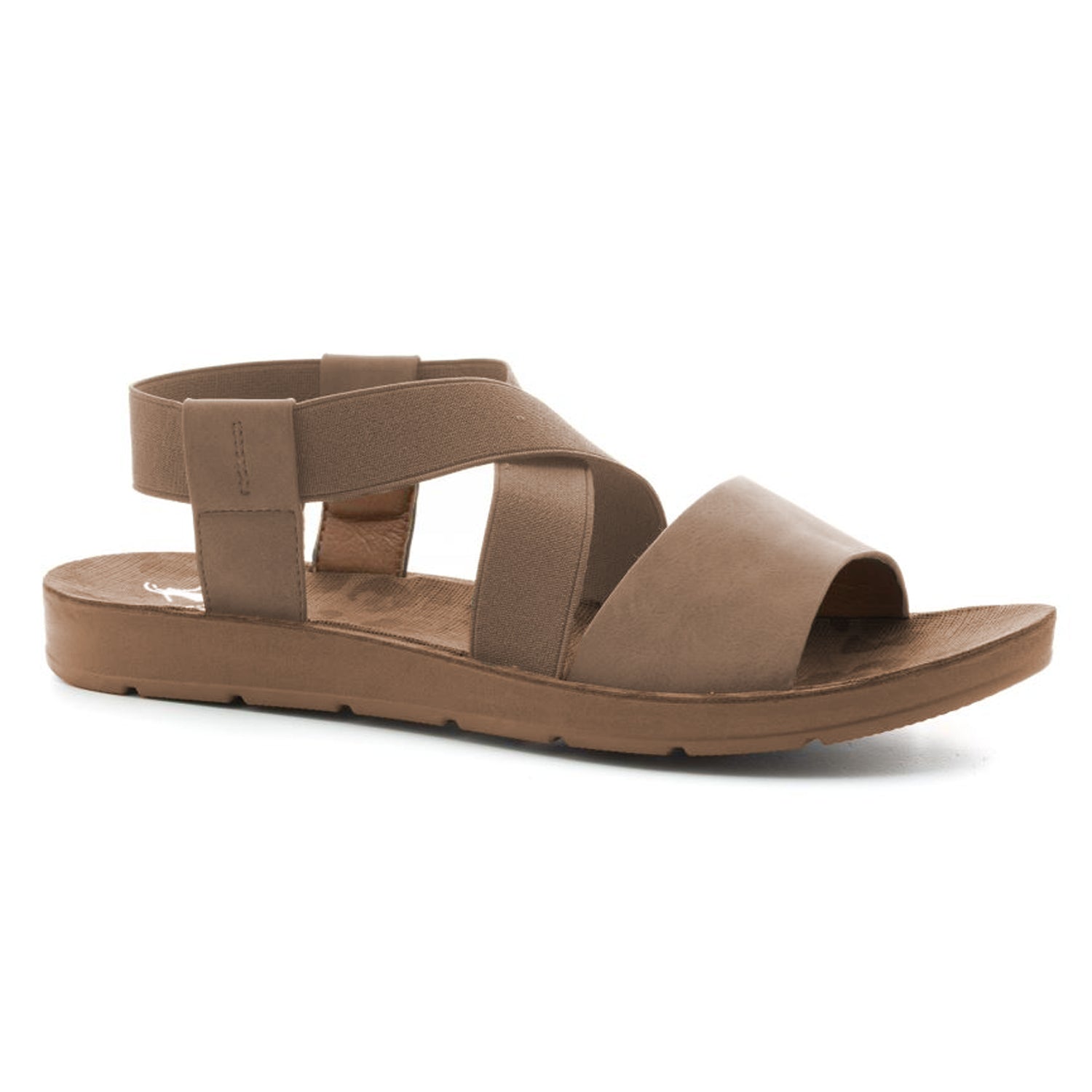 Corkys Womens Thrive Faux Leather Cris-Cross Elastic Strap Sandal