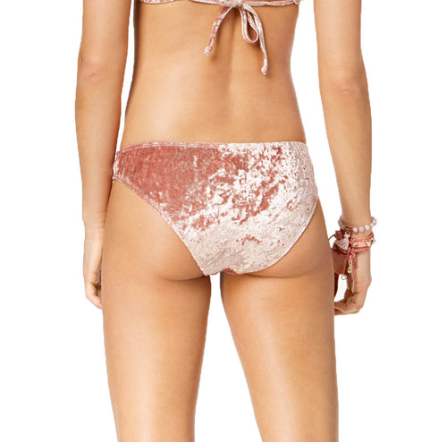 California Waves Juniors' Crushed Velvet Hipster Bikini Bottoms (Natural, Large)