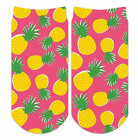 Sublime Designs Kids Fun Printed Ankle Socks-Pineapples