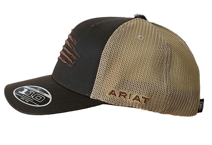 Ariat Mens Embroidered Flag Adjustable Snapback Ball Cap (Brown, One Size)