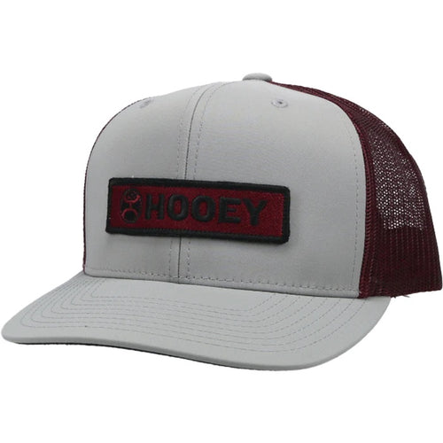 Hooey Mens "Lock Up" Grey & Maroon 6 Panel Trucker Hat