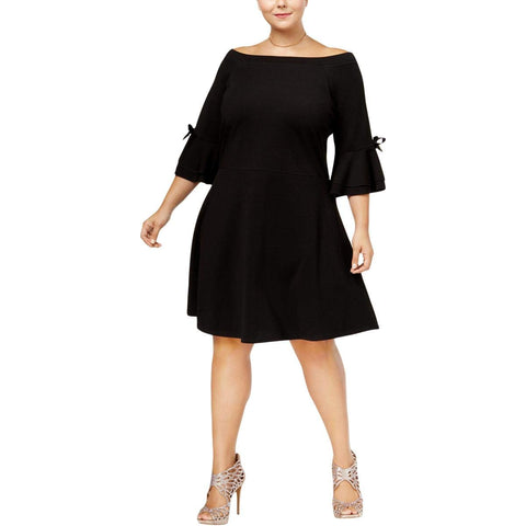 Say What? Womens Off-The-Shoulder Dress (Black,2X)
