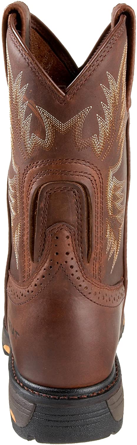 Ariat Men's Workhog Western Pull-On Leather Work Boot, Dark Copper