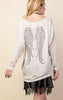 Vocal Womens Rhinestone Angel Wings Long Sleeve Dolman Top