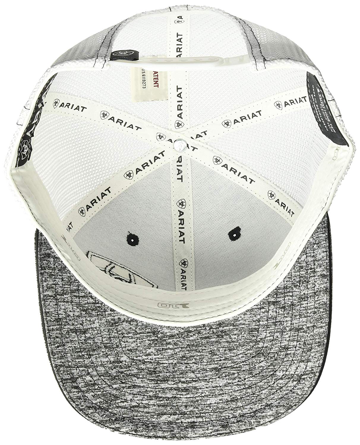 Ariat Mens Adjustable Snapback Mesh Cap Hat (Black Heather, One Size)