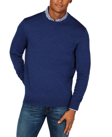 Club Room Men's Raglan-Sleeve Merino Wool Sweater (Navy Blue, XX-Large)