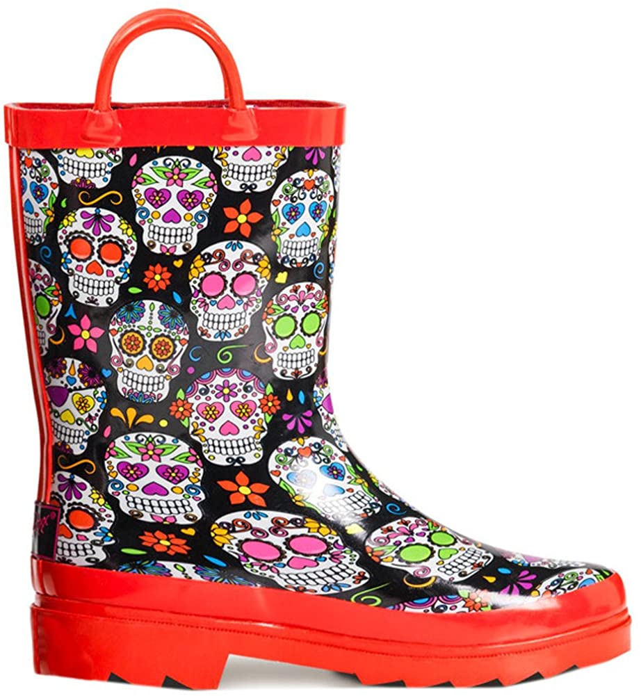 Blazin Roxx Girls Jentri Colorful Skull Rubber Rain Boots
