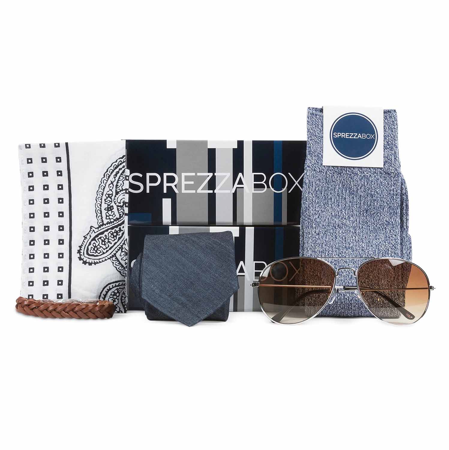 Sprezzabox Mens Blue Freestyle 5 Piece Assorted Accessory Boxed Set