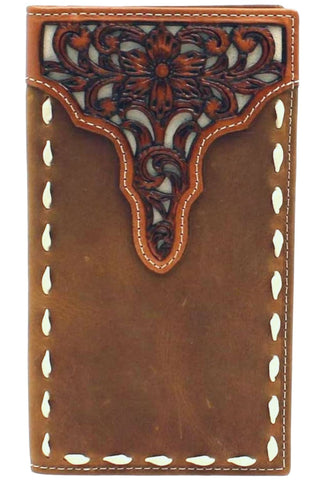 Ariat Men's Boot Embroidery Brown Tri-Fold Wallet