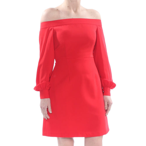 Jill Stuart Women's Off The Shoulder A Line Long Sleeve Cocktail Dress (Poppy, 2)