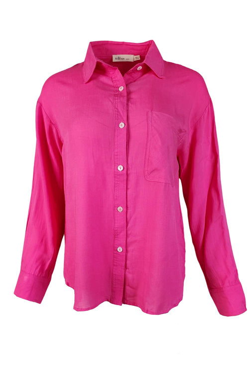 Millibon Womens Silky Long Sleeve Button Up Shirt