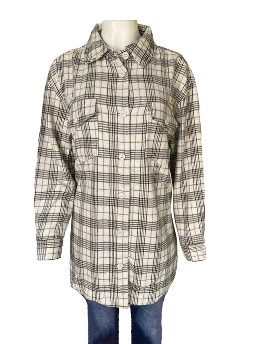 YMI Jeans Womens Button Down Long Sleeve Plaid Shacket
