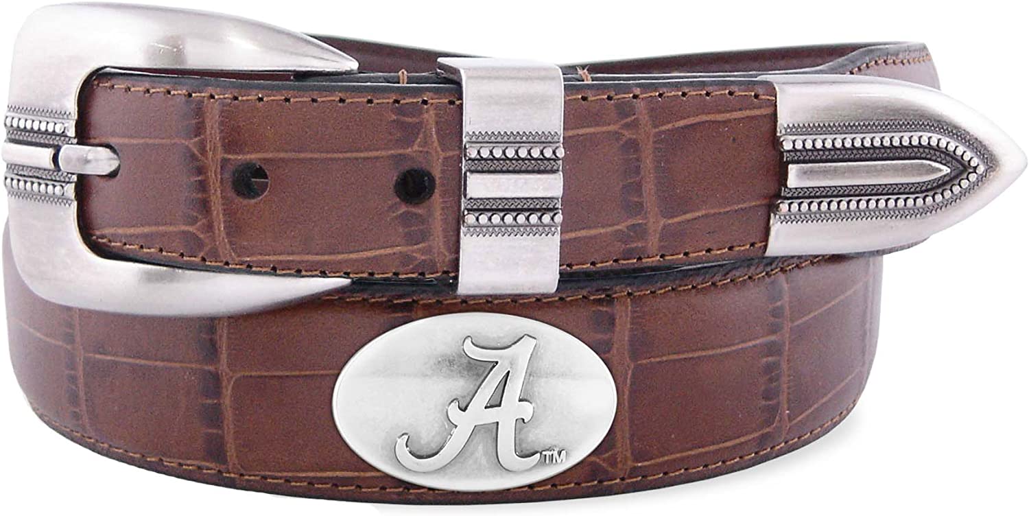 ZEP-PRO Mens NCAA Croc Leather Concho Belt